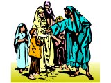 Jesus` disciple pushing away children